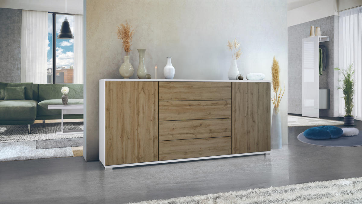 SIDEBOARD Santo Eiche Evoke - Eiche San Remo, Holzwerkstoff (166.5/75.5/35cm) - Vladon