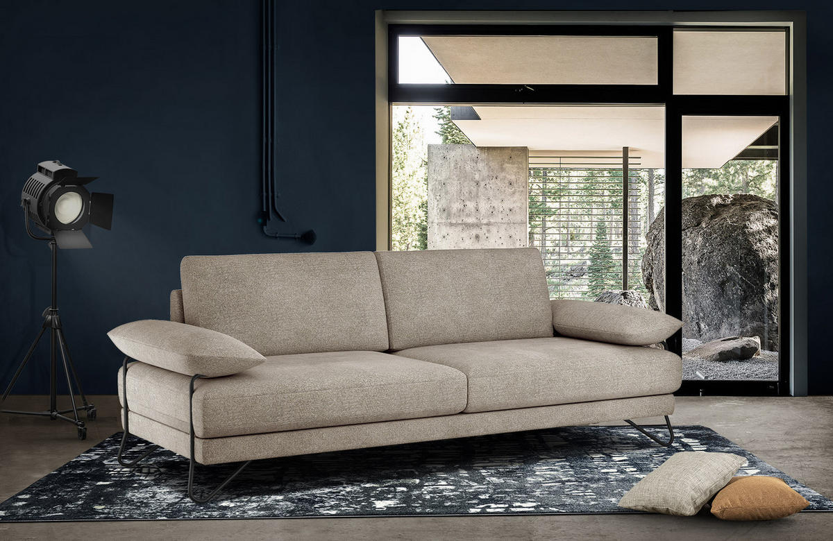 SOFA LORI 3-Sitzer, taupe - Taupe/Schwarz, Holzwerkstoff/Textil (245/87/96cm) - Courtois Laville