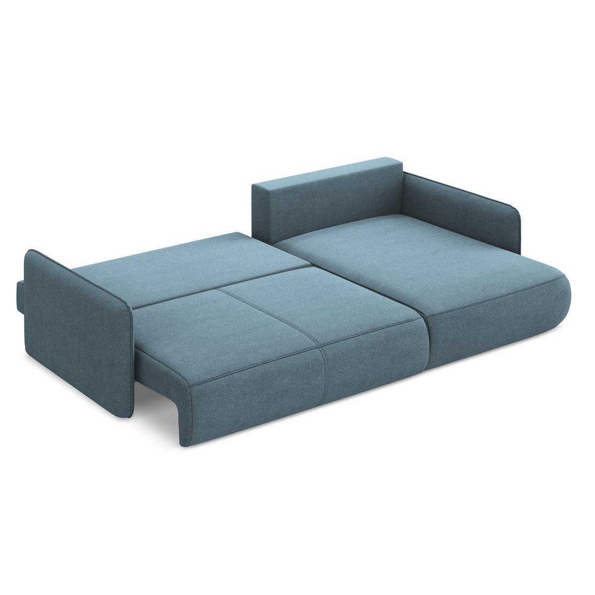 ECKSOFA mit Schlaffunktion Strukturstoff Stoff Blau - Blau/Schwarz, Kunststoff/Textil (240/148cm) - LaMiaSofa