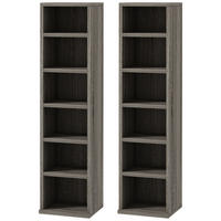 CD-REGAL 2er-Set DE-14440 12 Fächer für 204 CDs Dunkelgrau - Dunkelgrau, Holzwerkstoff (22.5/88.5/21cm) - ComfortXL