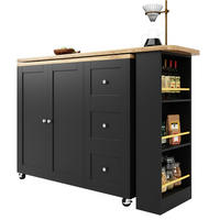 BARTISCHSCHRANK 360° drehbar auf Rollen 203 x 39 x 106 cm Schwarz - Schwarz, Holz (39/106/203cm) - Beauniv