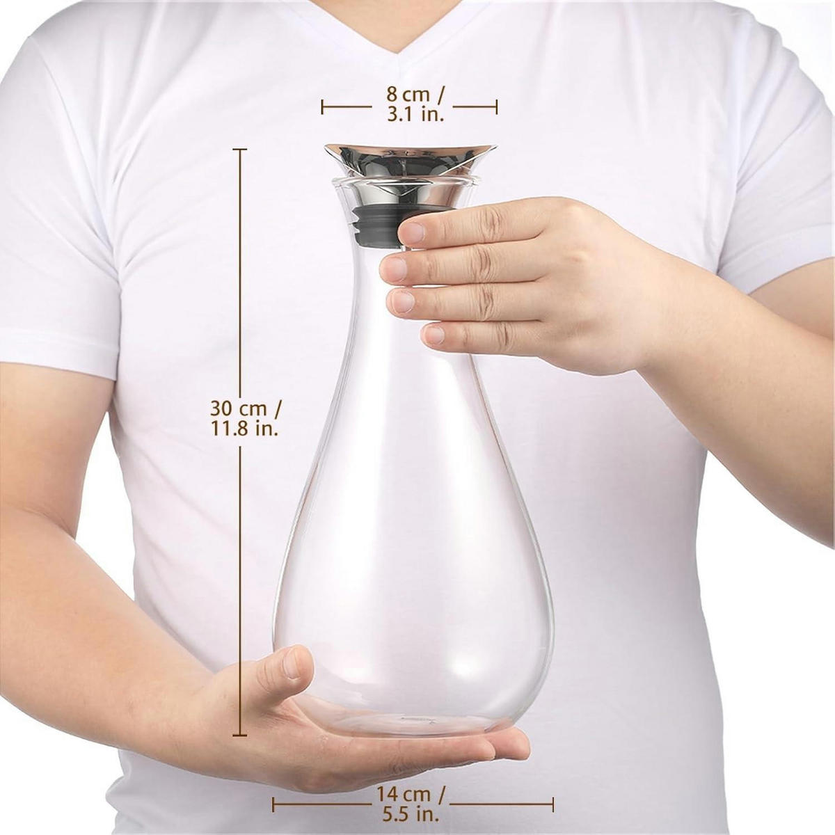 GLASKARAFFE 1.8L mit Edelstahl-Deckel - Transparent, Glas (14/14cm)