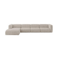 ECKSOFA Ottomane Links MIRA-L3 409x179x70 Beige Velours - Beige/Schwarz, Holzwerkstoff/Kunststoff (409/179cm) - ALTDECOR