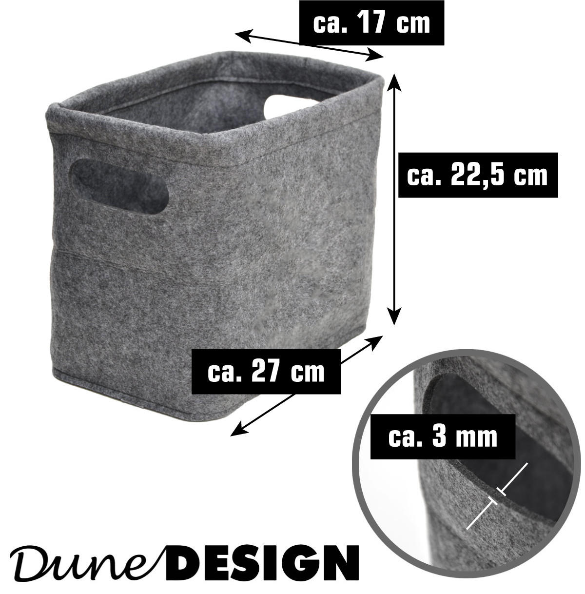 BAMBUS-SITZBANK 90/34/44 mit 3 Filzkörben - Braun, Kunststoff (90/44/90cm) - Dunedesign