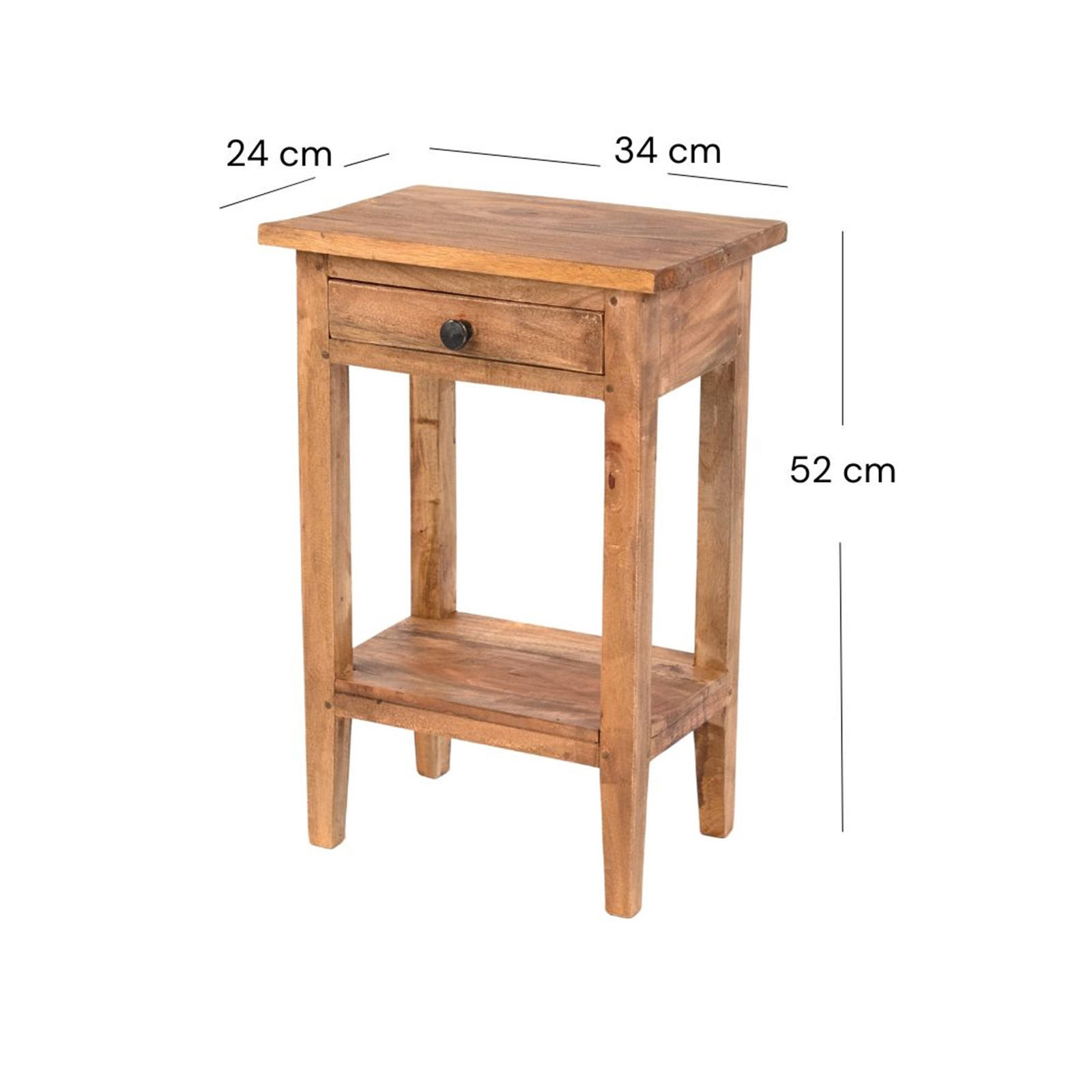 TELEFONTISCH PLANTA Mahagoni Massivholz, mit Schublade 02 hellbraun - Hellbraun, Holz (24/34/52cm) - DESIGN DELIGHTS