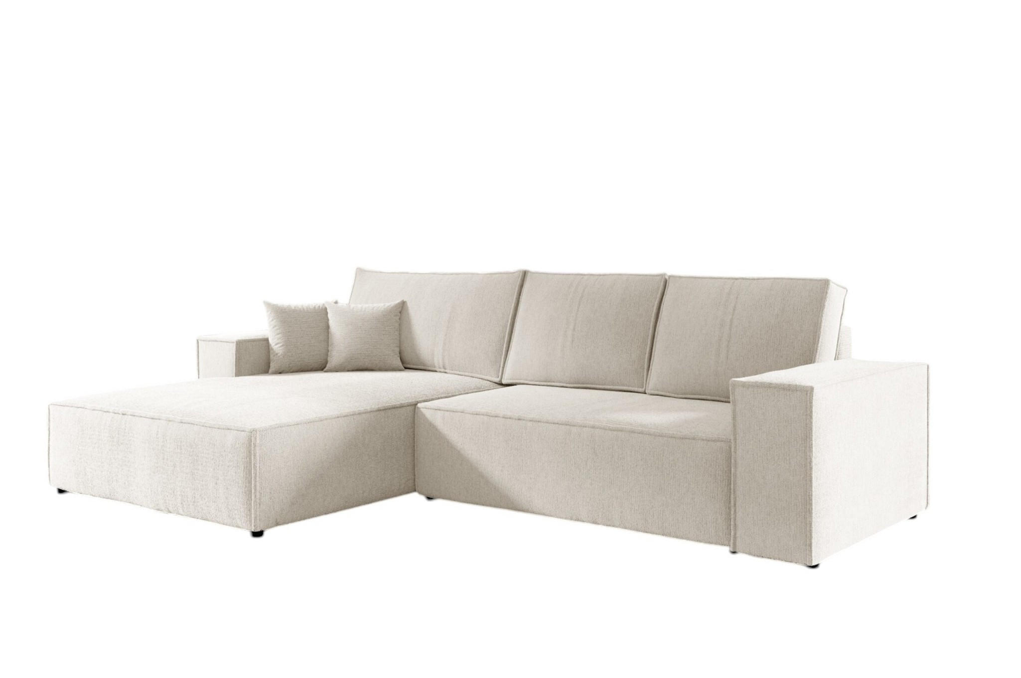 ECKSOFA Corunia In Aragon - Weiß, Holzwerkstoff/Textil (294/185cm) - Fun Möbel