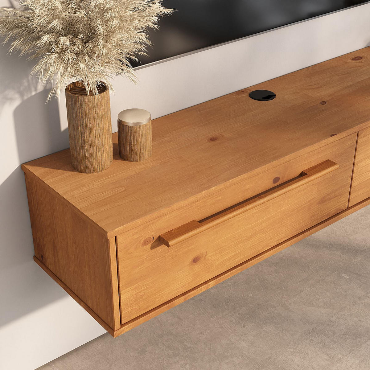 LOWBOARD TECCA - Eichefarben, Holz (145/26/33cm) - IDIMEX