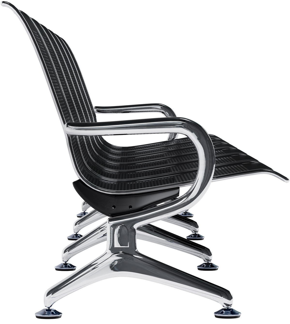 WARTEBANK Metall Schwarz - Chromfarben/Schwarz, Metall (355/80/63cm) - CLP