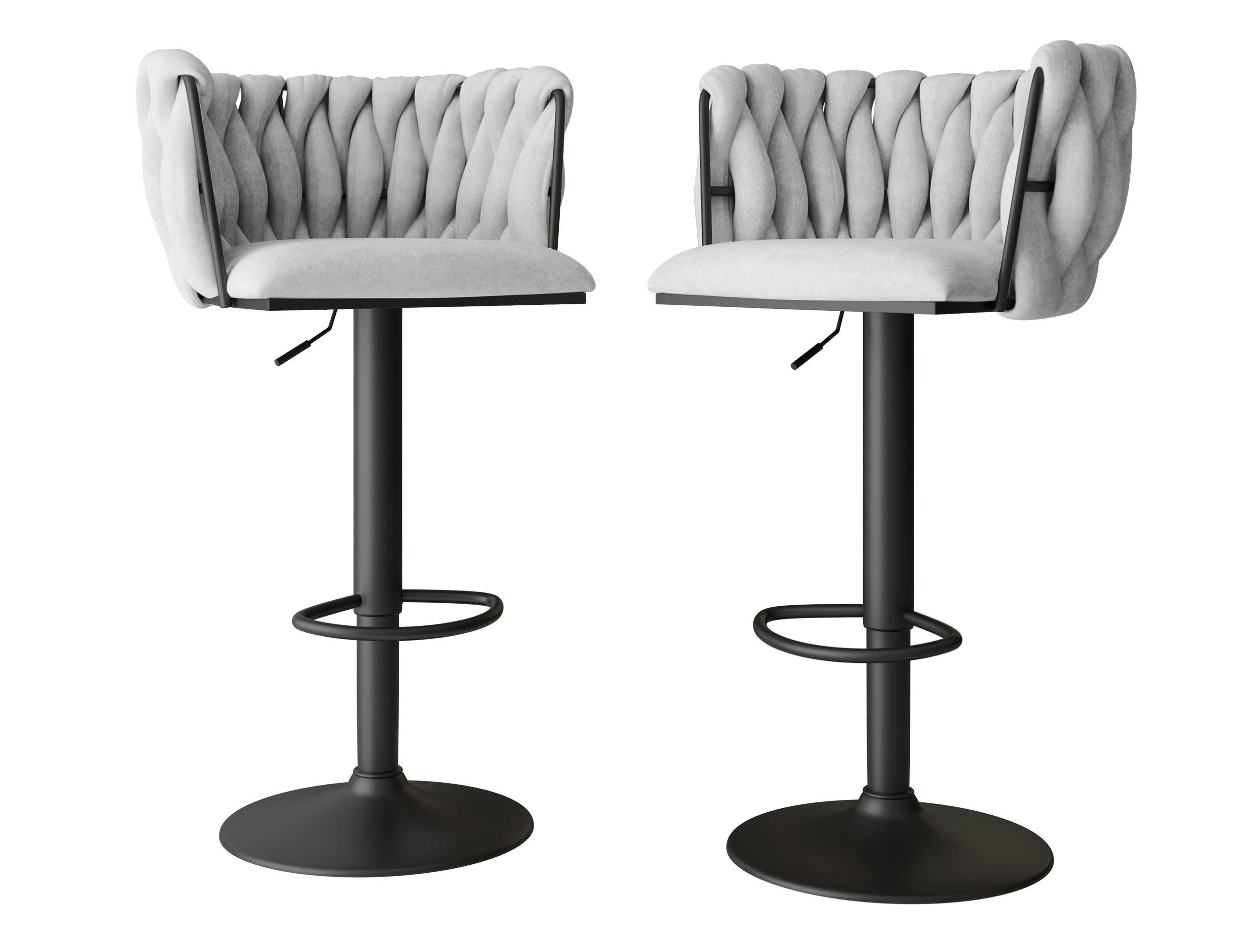 BARHOCKER-SET Muz BK-1142/CM (2 Stück in Samt) - Schwarz/Grau, Textil/Metall (50/85/52cm) - MIRJAN24