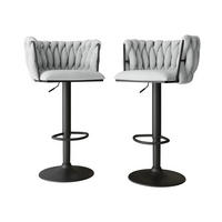 BARHOCKER-SET Muz BK-1142/CM (2 Stück in Samt) - Schwarz/Grau, Textil/Metall (50/85/52cm) - MIRJAN24