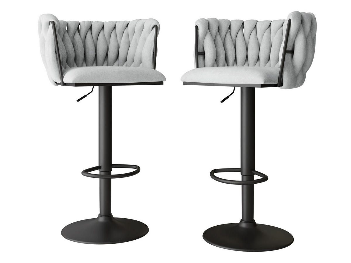 BARHOCKER-SET Muz BK-1142/CM (2 Stück in Samt) - Schwarz/Grau, Textil/Metall (50/85/52cm) - MIRJAN24