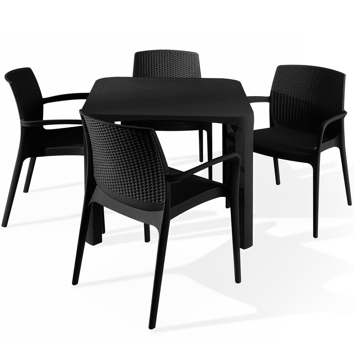 GARTENMÖBEL-SET LEOPSI, RANTU 5-tlg, Anthrazit - Anthrazit, Kunststoff - KONSIMO®