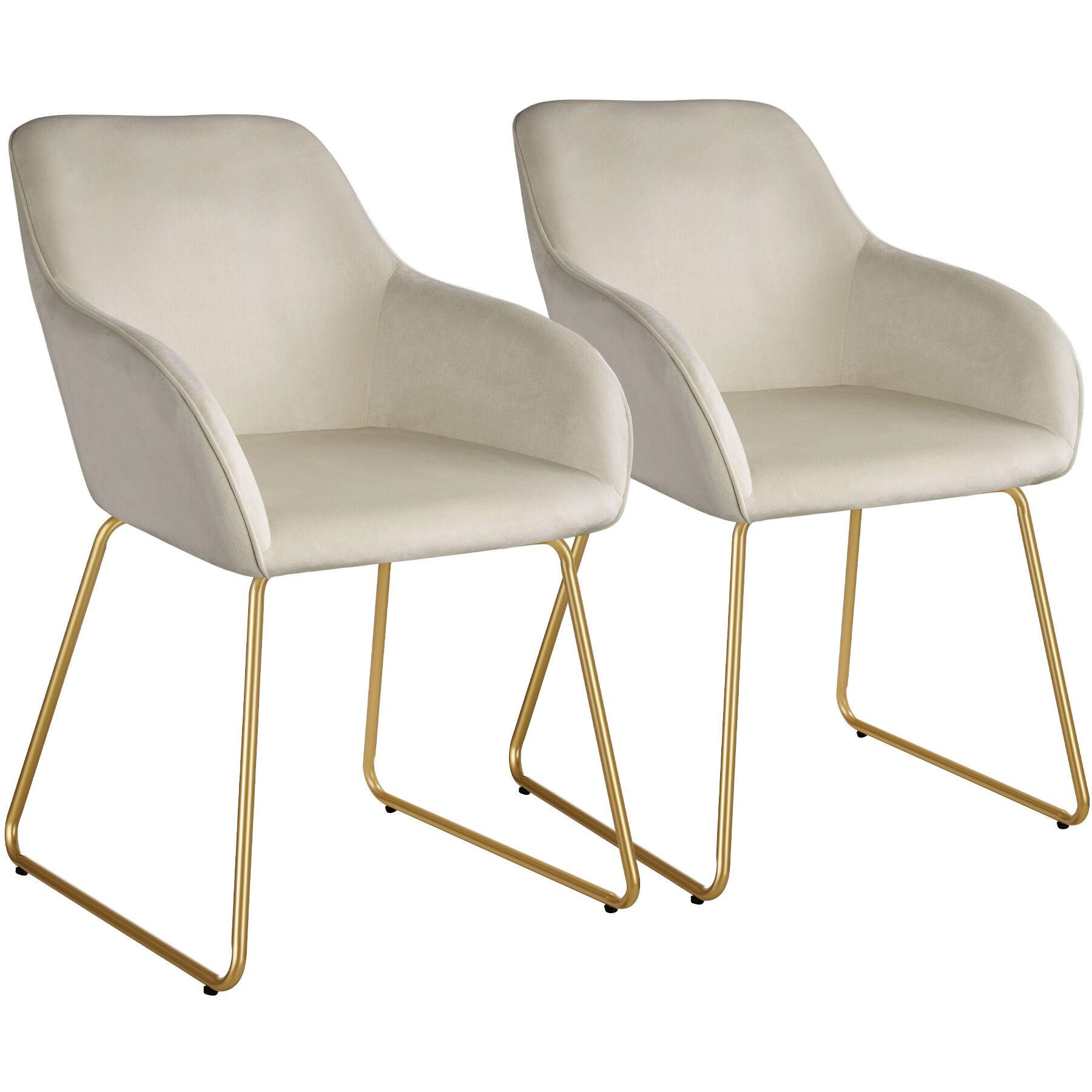ESSZIMMERSTUHL Jeane,57 x 61 x 85,5 cm, Belastbarkeit 120 kg,Samtoptik creme/gold - Goldfarben/Samtahornfarben, Kunststoff (57/85.5/61cm) - tectake