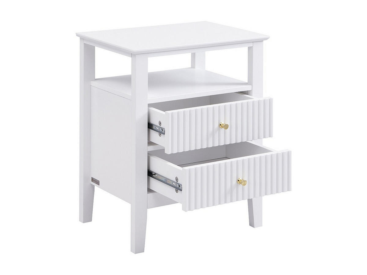 NACHTTISCH 2 Schubladen & 1 Ablage – MDF – Weiß – NIRIVA - Weiß, Holz (48/62/35cm) - Vente-Unique