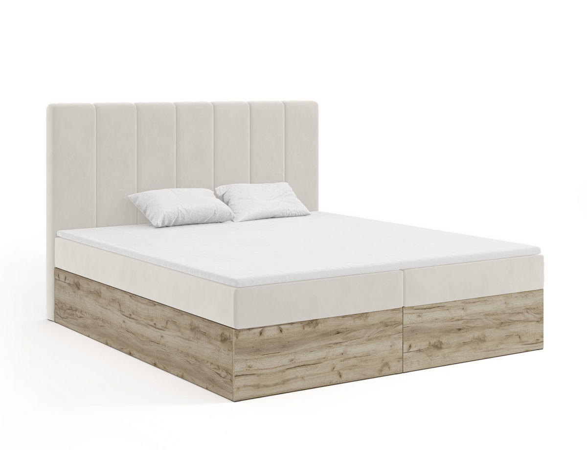 BOXBETT Doppelbett Jessen 140x200 cm Hellbeige - Beige, Textil (140/200cm) - Fedve