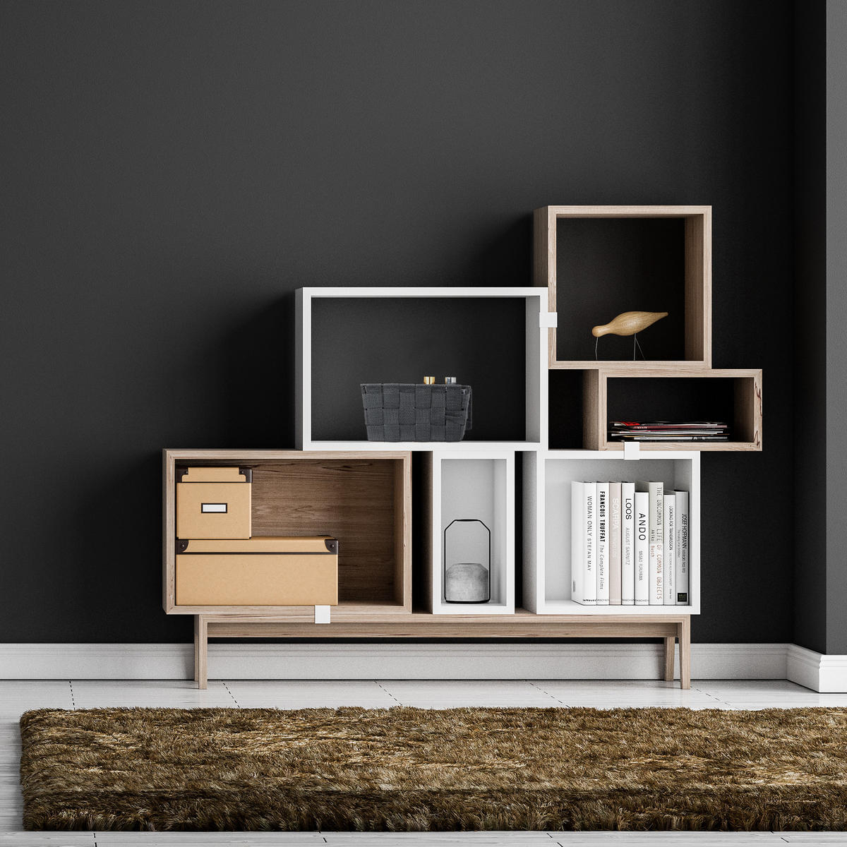 AUFBEWAHRUNGSKORB - Weiß, Kunststoff/Metall (19.5/10.5/14.5cm) - Relaxdays