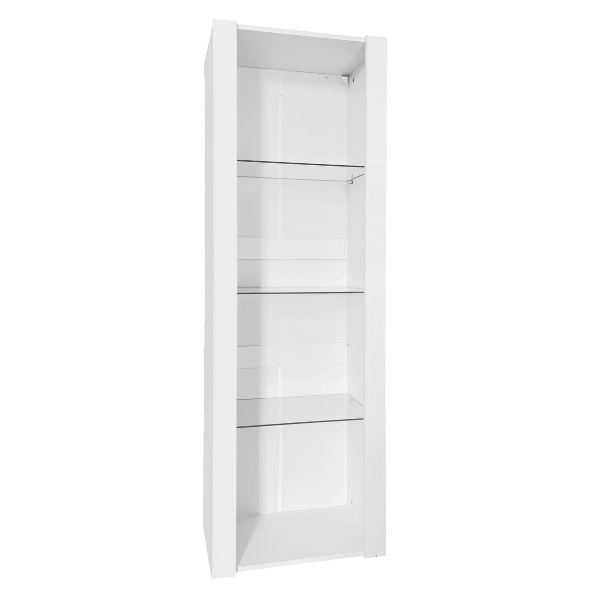 VITRINE 55/38/166 cm weiß aus Spanplatte mit Hochglanz und LED - Weiß, Holzwerkstoff (55/166/38cm) - OKWISH