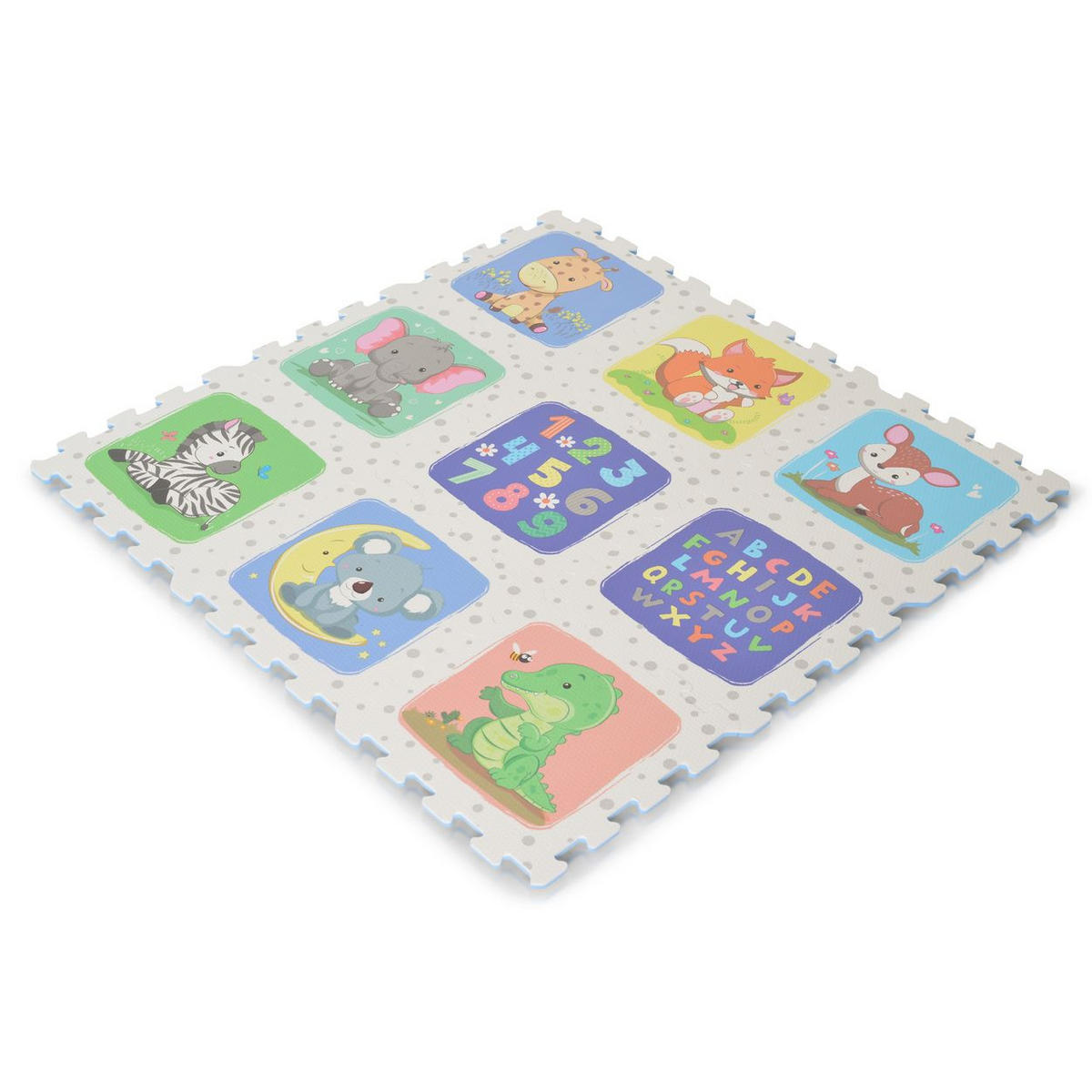 PUZZLEMATTE Safari bunt 96 x 96 cm, 9-teilig, Tiermotiv, EVA-Schaum, rutschfest, Spielmatte - Multicolor, Kunststoff (96/1/96cm) - Moni