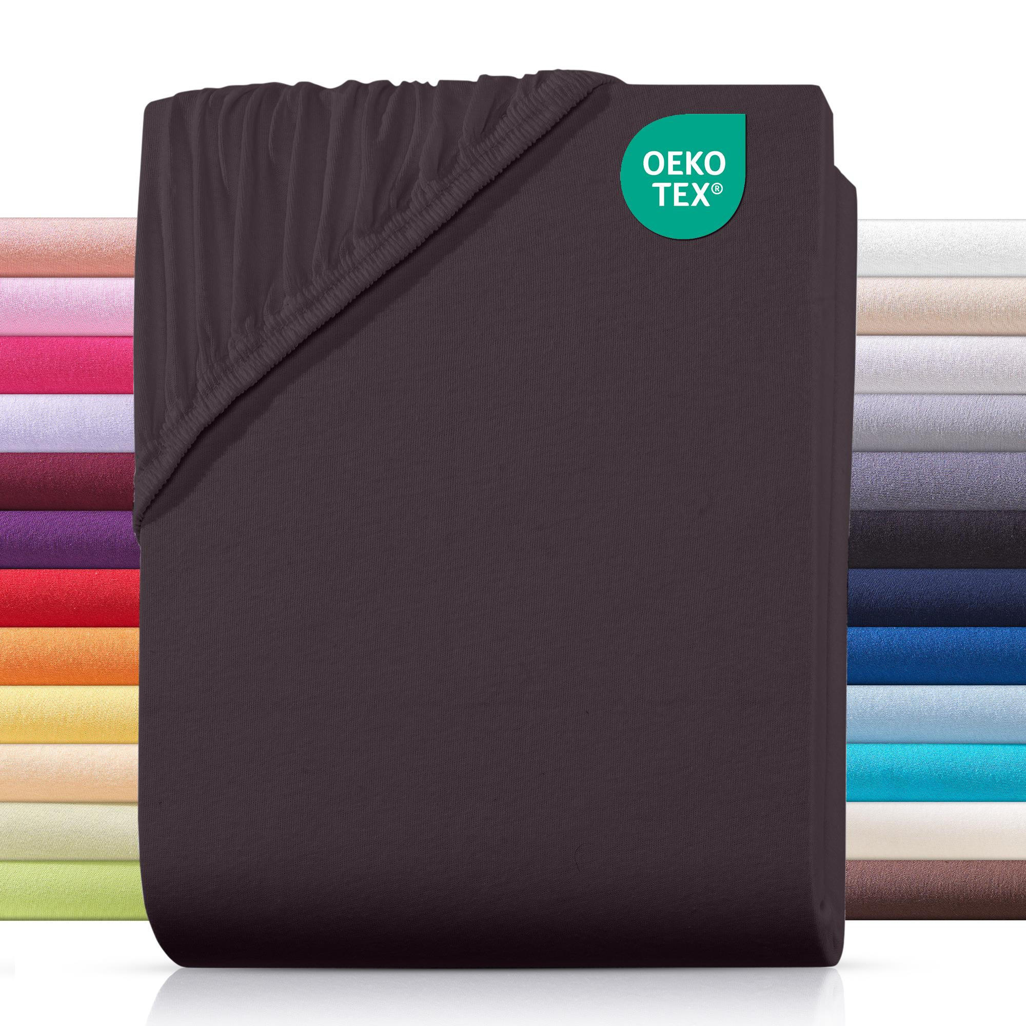 JERSEY-SPANNBETTLAKEN 180x200 cm aus 100% Baumwolle, Bettlaken Braun Uni - Braun, Textil (180/200cm) - Carpe Sonno