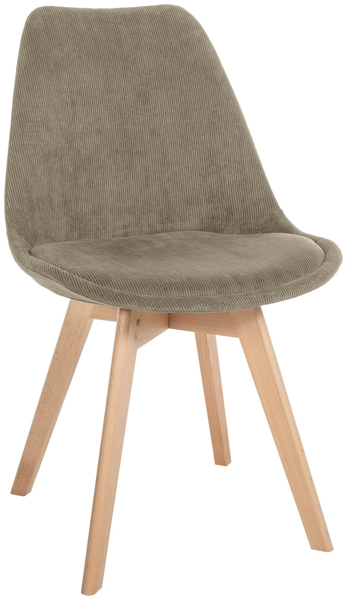 STUHL Cord Taupe - Taupe/Eukalyptusholzfarben, Holz/Textil (49/83/50cm) - CLP