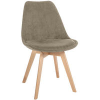 STUHL Cord Taupe - Taupe/Eukalyptusholzfarben, Holz/Textil (49/83/50cm) - CLP
