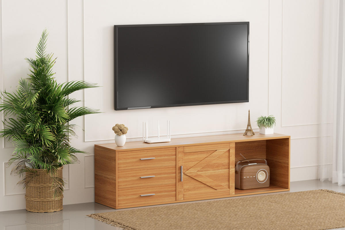 TV-SCHRANK in 160/45/35 cm - Naturfarben, Holzwerkstoff (160/45/35cm) - HOMAVO