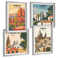 BILDER SET 4er Set - 50x50 cm & 40x60 cm Silberner Rahmen - Retro-Stadtansichten Sedona Sintra - Silberfarben, Kunststoff (50/50cm) - TULUP