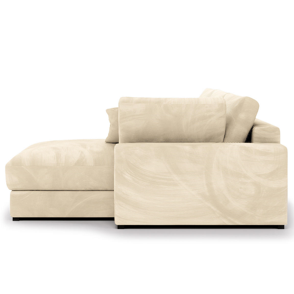 ECKSOFA mit Longchair - Creme/Schwarz, Kunststoff/Textil (340/205cm) - home24