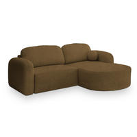 ECKSOFA AMILIA R-S Orange Boucle-Stoff mit Schlaffunktion - Orange, Holz (263/174cm) - MASSENO