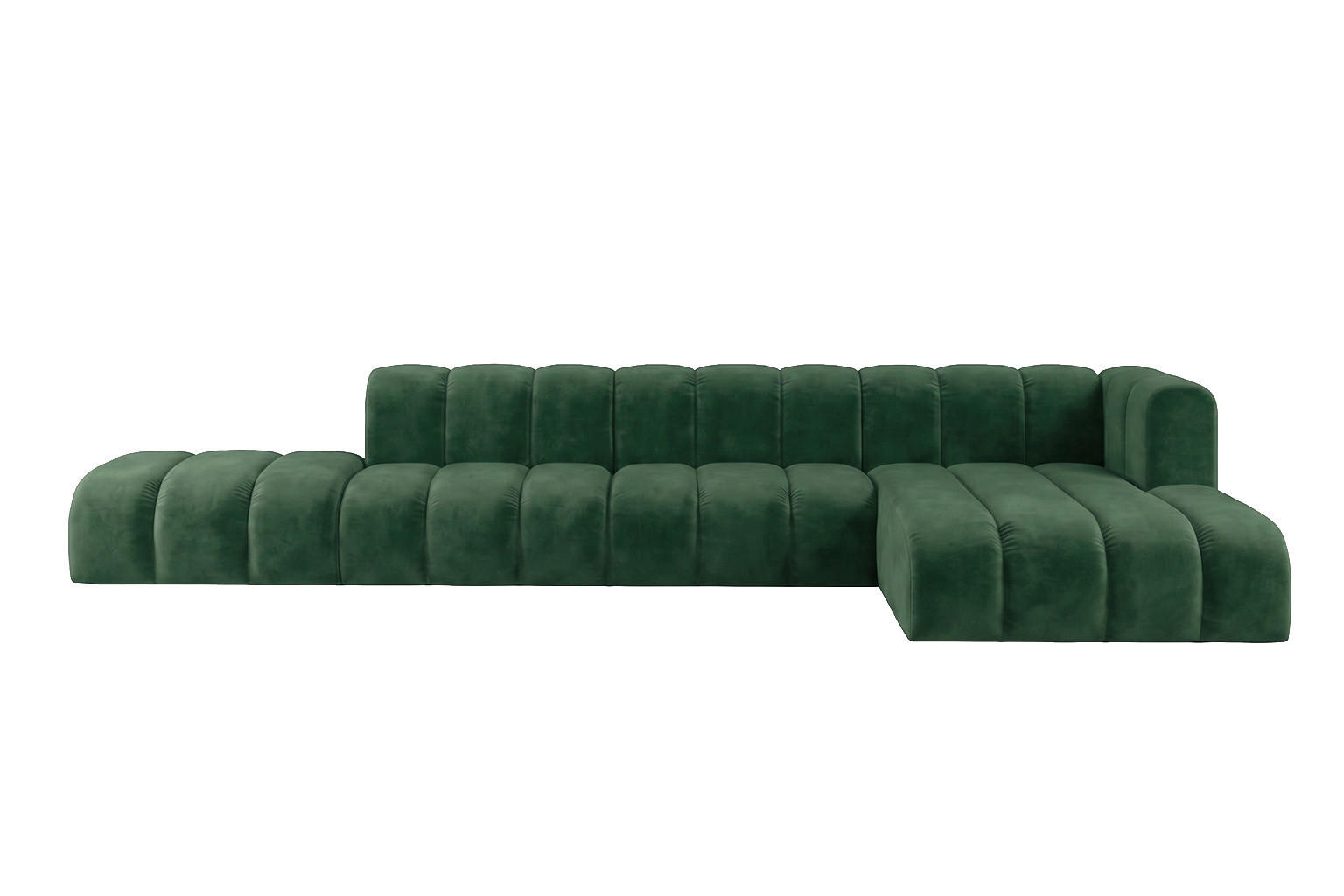 ECKSOFA Modulares In L-Form Mit Hocker, Velvet-Stoff Riviera, Grün, Rechts, GRAND - Grün, Holz (386/179cm) - Kaiser Möbel