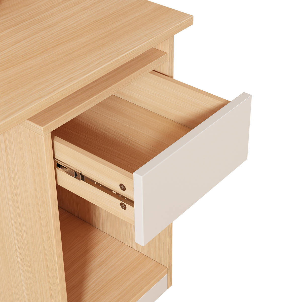 SCHRANKSCHREIBTISCH ARBEITSTISCH in Naturfarben Computertisch Schreibtisch mit Regal Schrank, Stauraum ,B110/T55/H180cm - Transparent/Naturfarben, Holzwerkstoff (55/110/180cm) - STILVORA