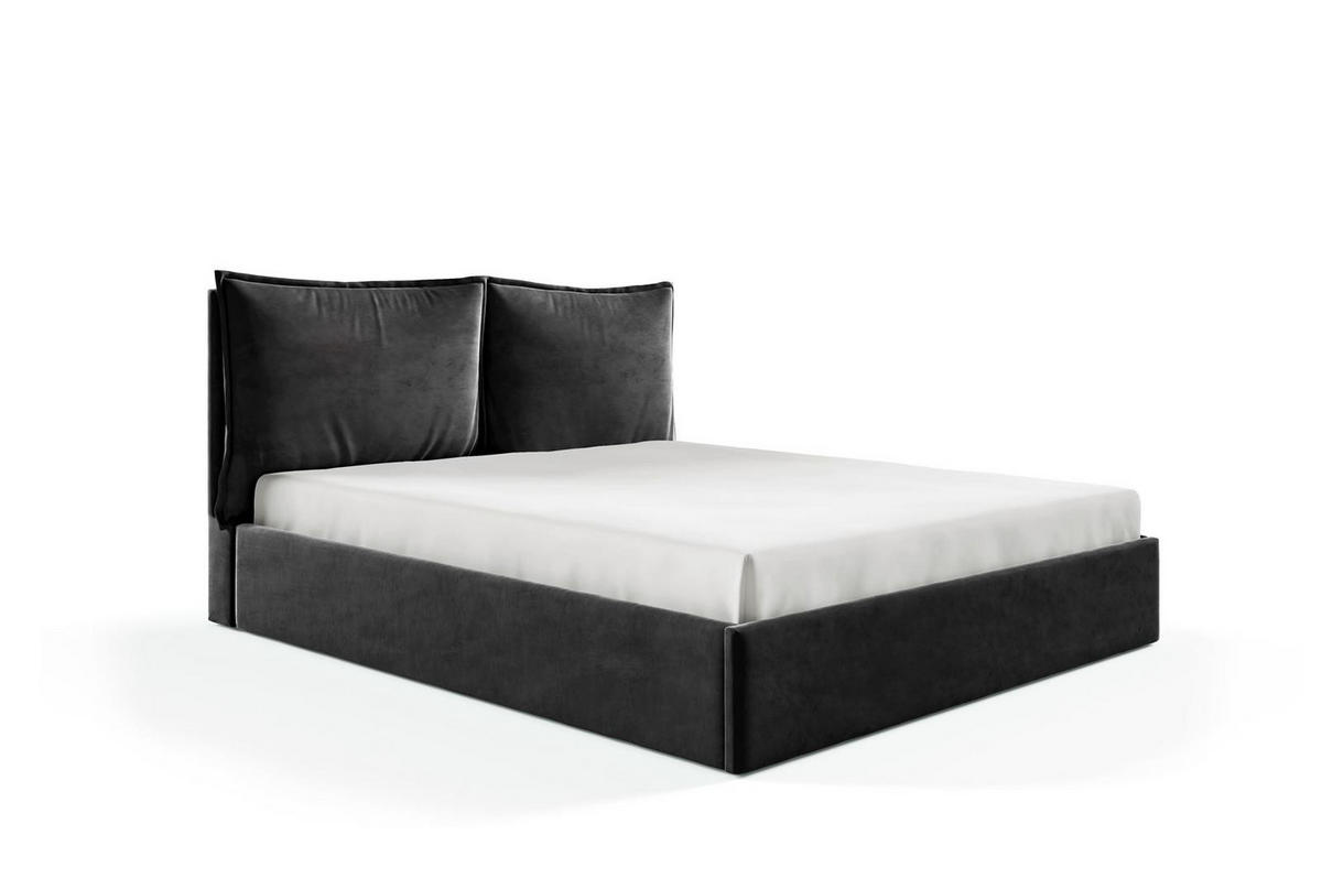 POLSTERBETT Glam Schwarz 120x200 cm, mit Bettkasten und Kopfteil aus Kissen - Schwarz, Holzwerkstoff/Textil (120/200cm) - Bettso