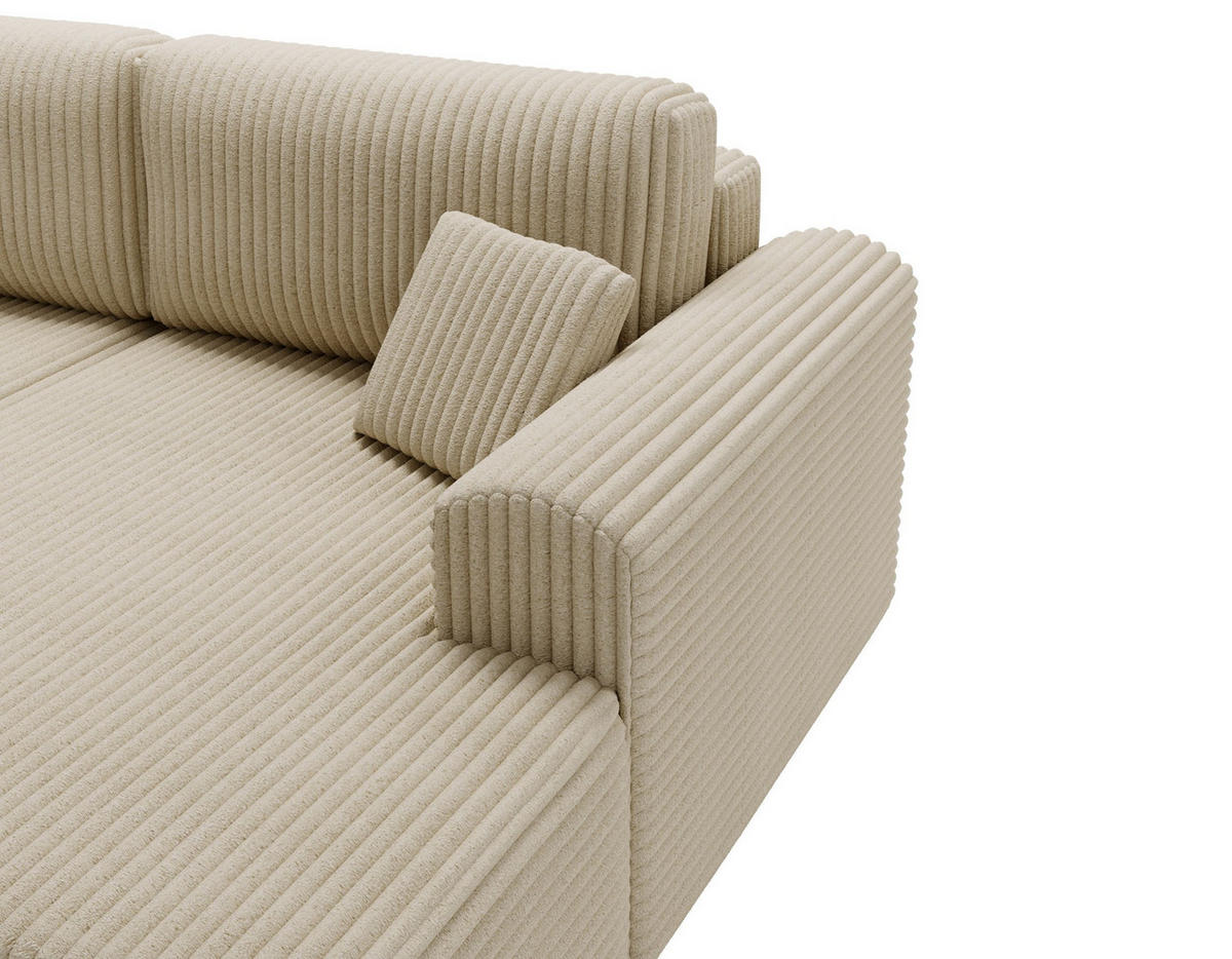 ECKSOFA Linea Creme, Sofa mit Schlaffunktion, rechte seite - Creme, Holzwerkstoff/Textil (257/177cm) - Bettso