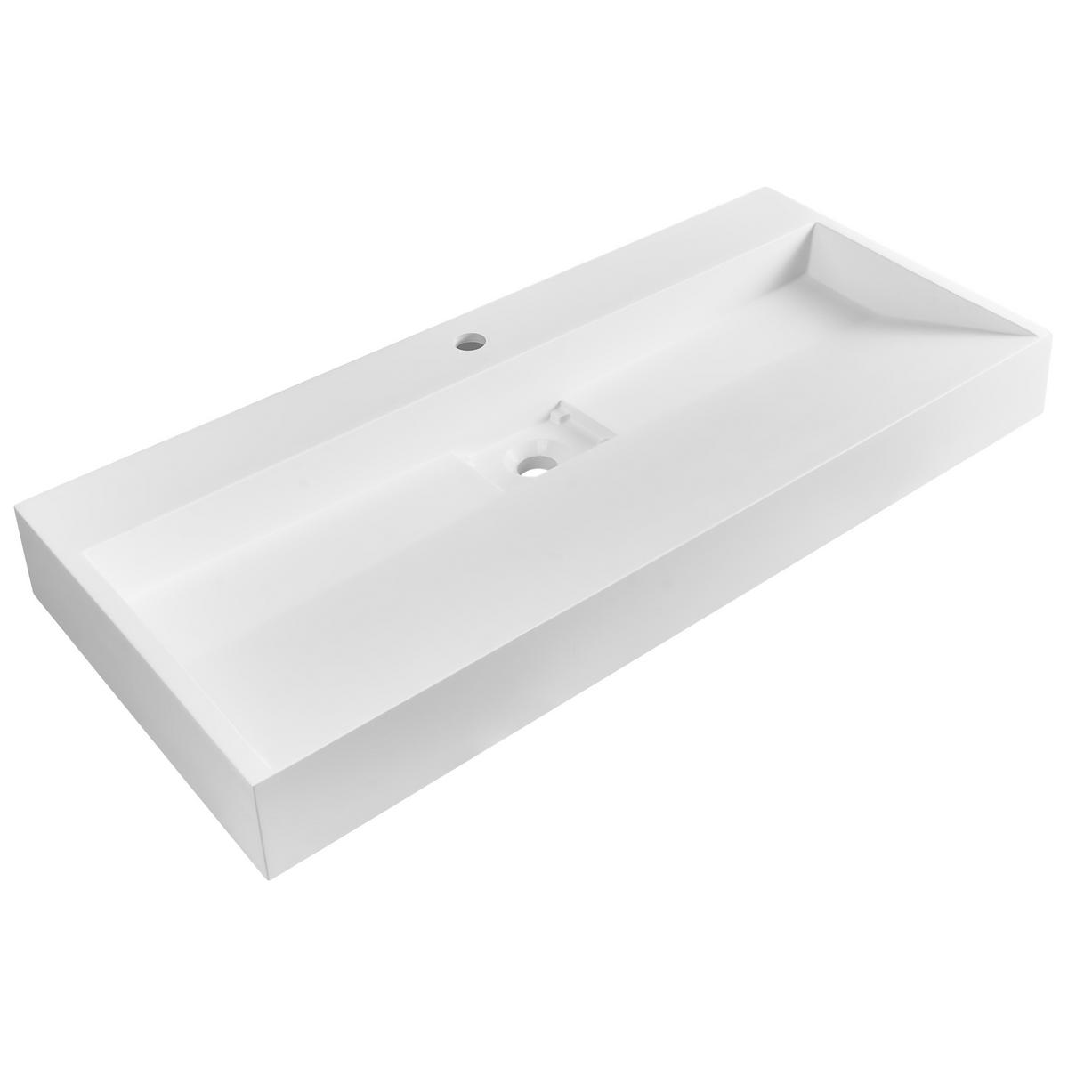 HÄNGEWASCHBECKEN Weiß 100/46 cm Mineralguss Quenko - Weiß, Naturmaterialien (100/12/46cm) - Beliani