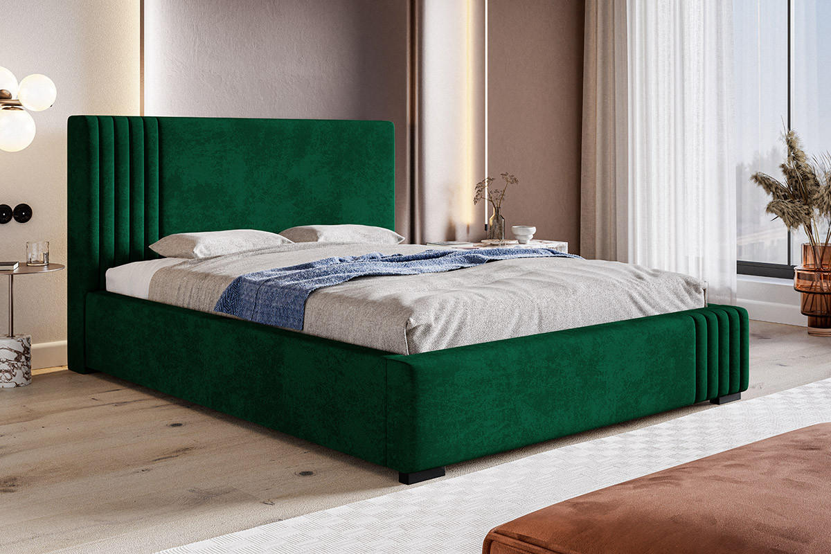 BETT Dunkelgrün BEN 13 Gepolstert Mit Bettkasten 120x200 cm - Grün, Textil (120/200cm) - Sepro Meble