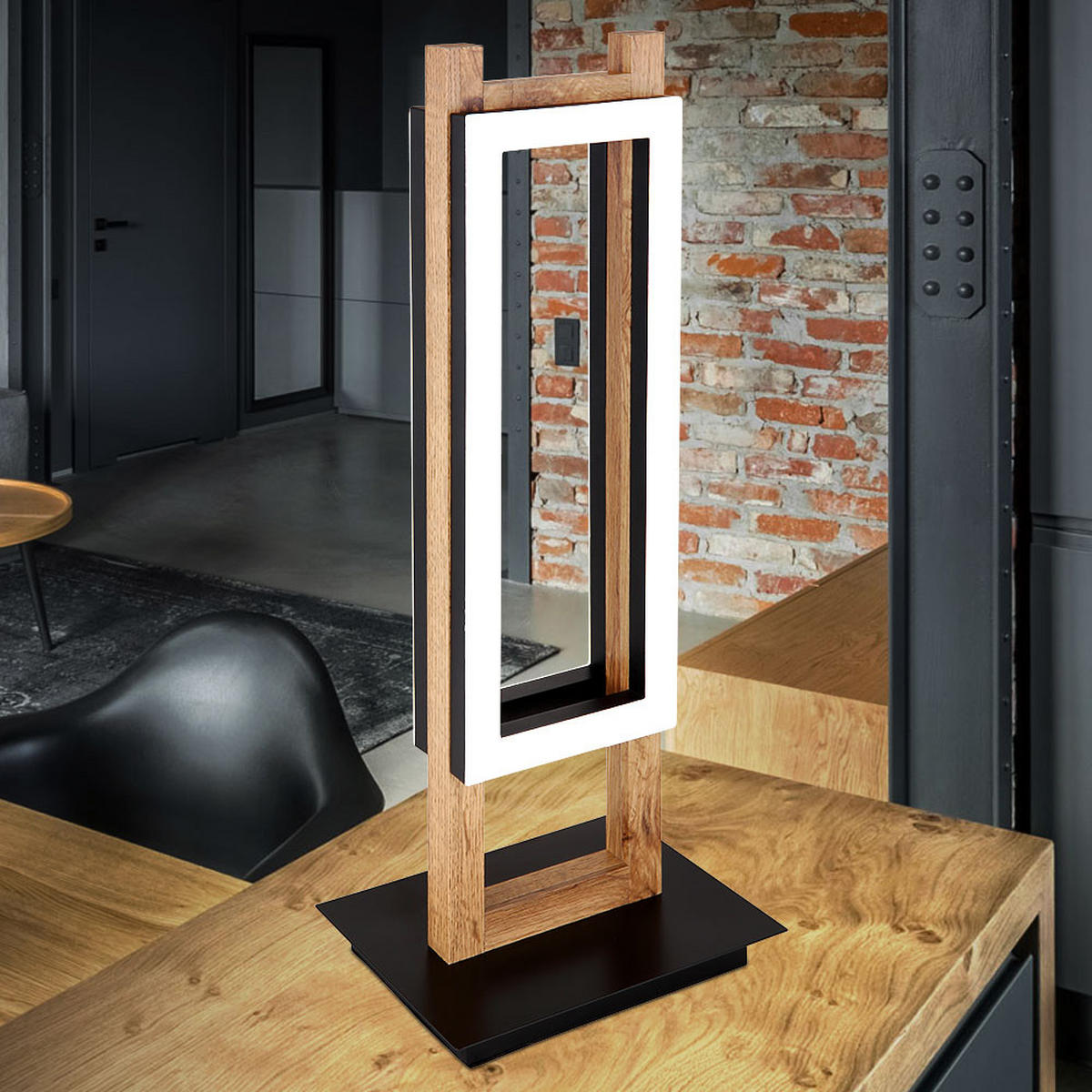 LED TISCHLEUCHTE Illa Holzoptik Braun - Braun, Kunststoff (20/15/50cm) - Globo Lighting