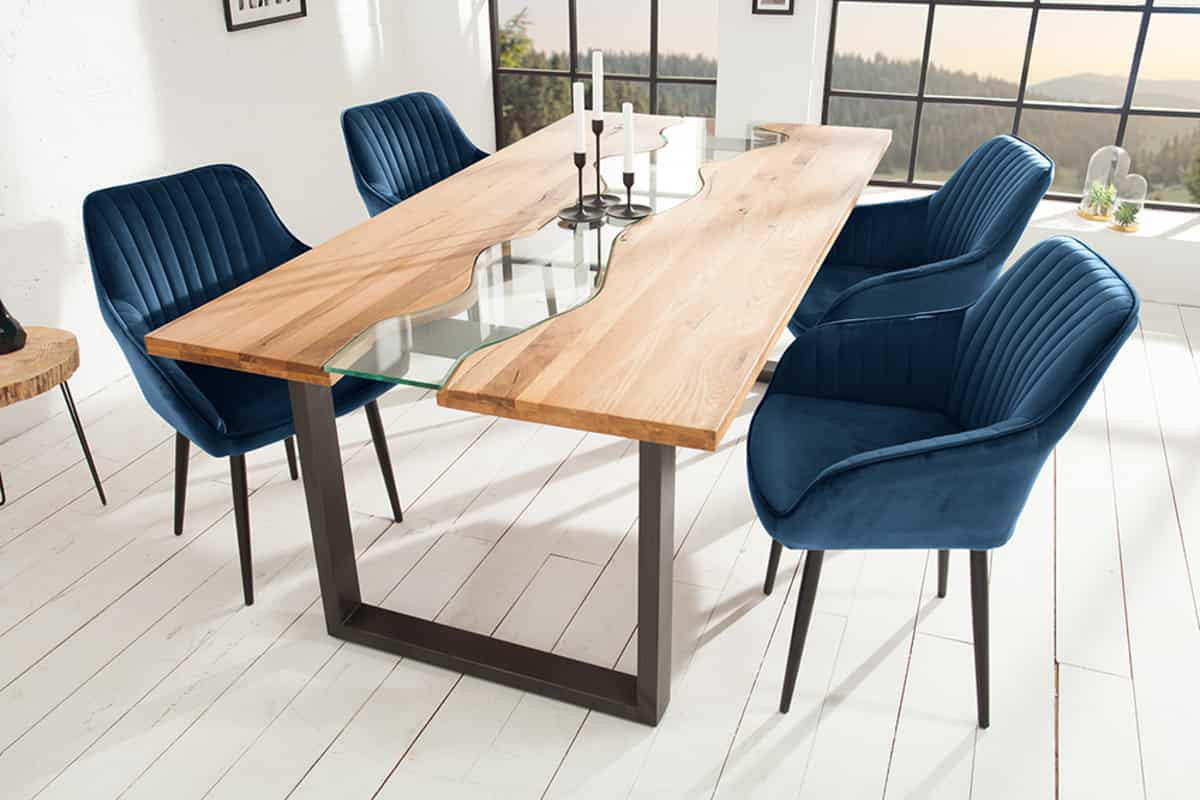 STUHL TURIN Samt Königsblau 85 cm - Blau/Schwarz, Textil/Metall (60/84/61cm) - riess-ambiente