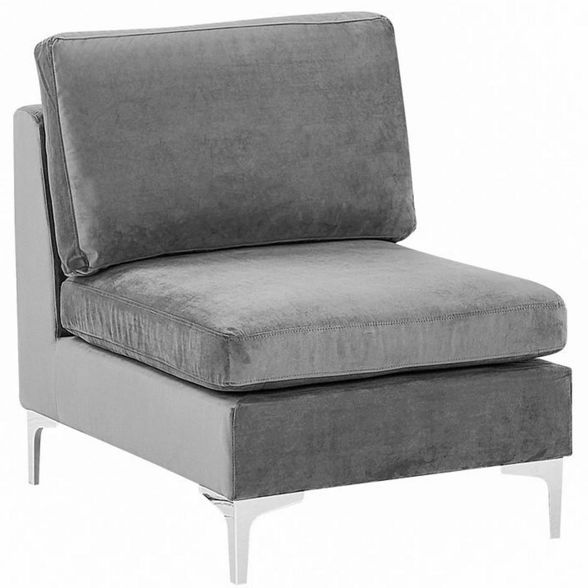 3-SITZER-SOFA Samtstoff grau mit Ottomane Evja - Grau, Textil (235/84/85cm) - Beliani