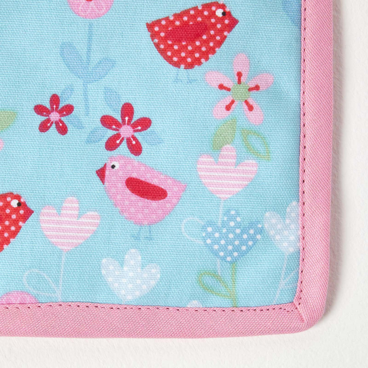 TOPFLAPPEN Vögel & Blumen 20/20 cm, Baumwolle wattiert - Blau, Textil (20/20cm) - Homescapes