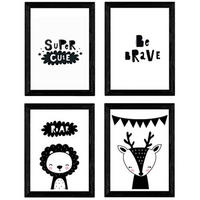 POSTER Set mit 4 „Seien Sie mutig“ Tiere A4 Rahmenlos - Klar, Papier (29.7/3cm) - Nacnic