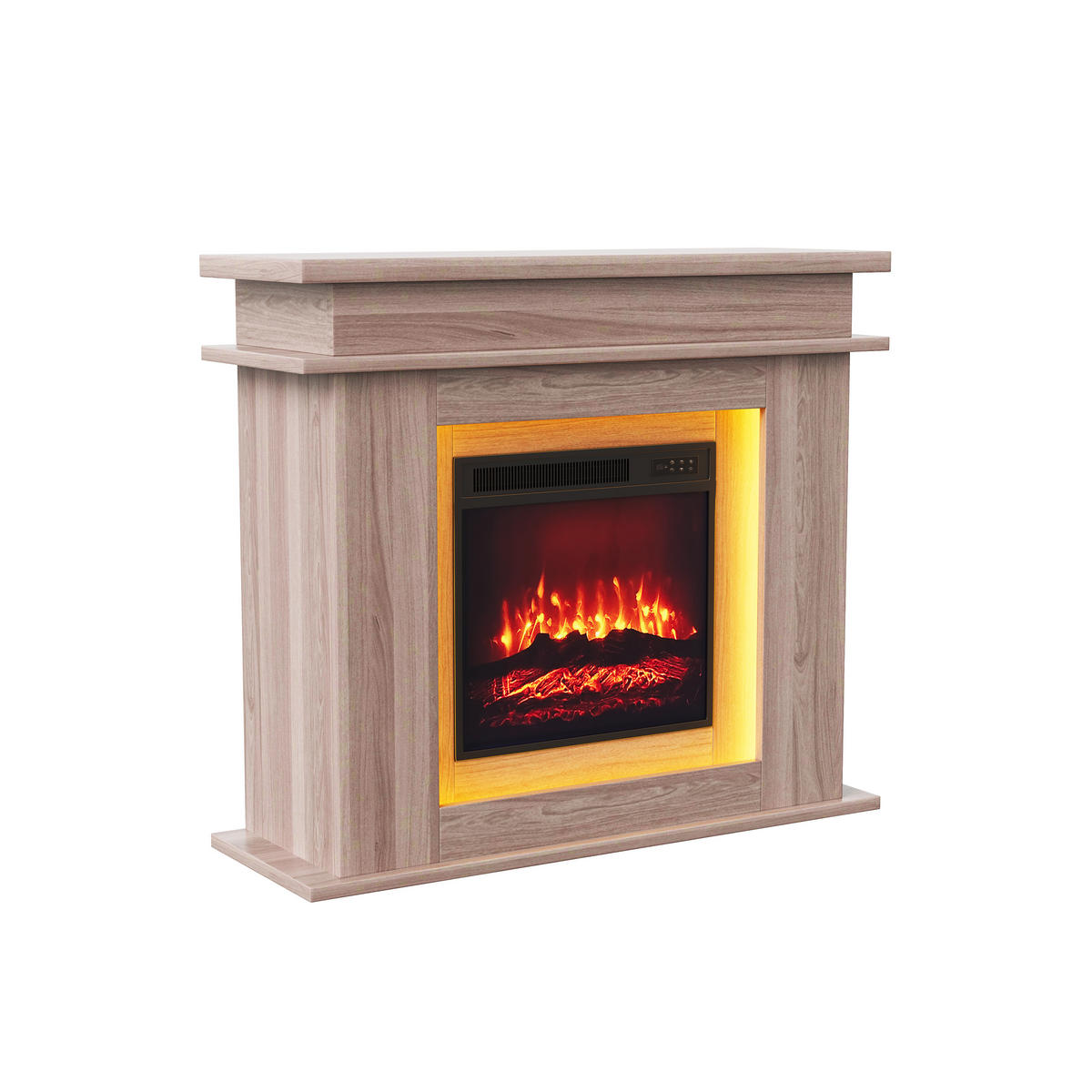 ELEKTROKAMIN freistehend 3D Flamme LED Dekokamin Eiche - Eichefarben, Holz (34.5/88.8/101cm) - LEBENLANG