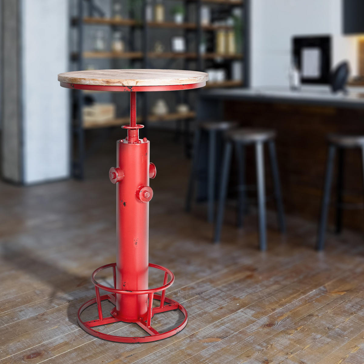 BARTISCH rund 54 cm Metall rot - Rot, Metall (54/91/54cm) - CLP