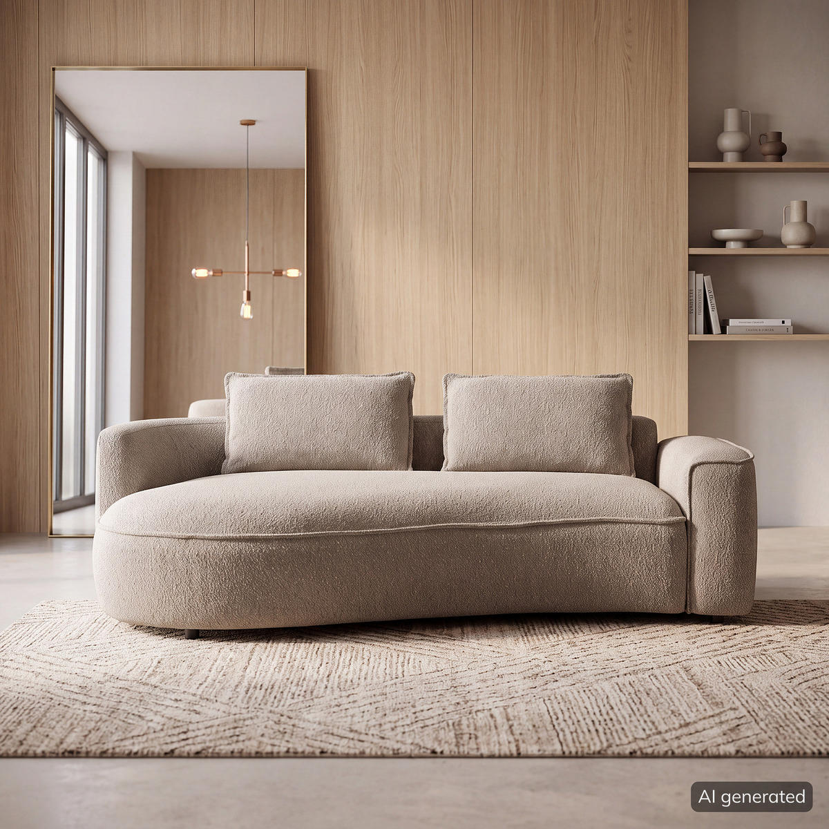 2,5-SITZER SOFA - Beige/Schwarz, Kunststoff/Textil (217/82/146cm) - home24