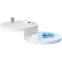 COUCHTISCH DE-165 Drehbar mit LED Weiß - Weiß, Holzwerkstoff (70/70/36cm) - ComfortXL