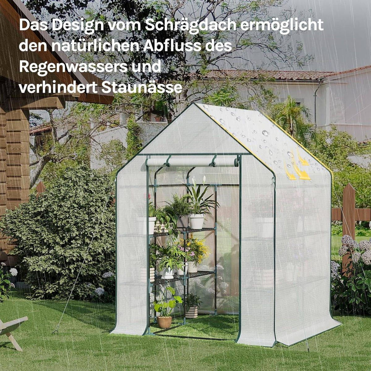 FOLIENGEWÄCHSHAUS, Metallgestell, 143 x 195 x 143 cm - Weiß, Textil/Metall (143/195/143cm) - Woltu