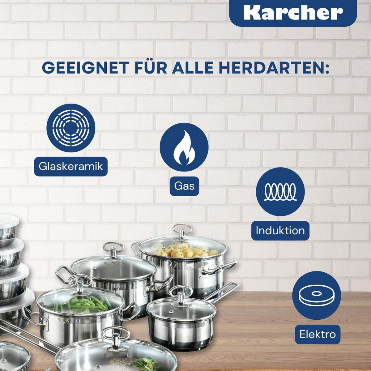 TOPFSET Jasmin aus Edelstahl, Induktion, 20-teilig - Silberfarben, Metall - Karcher