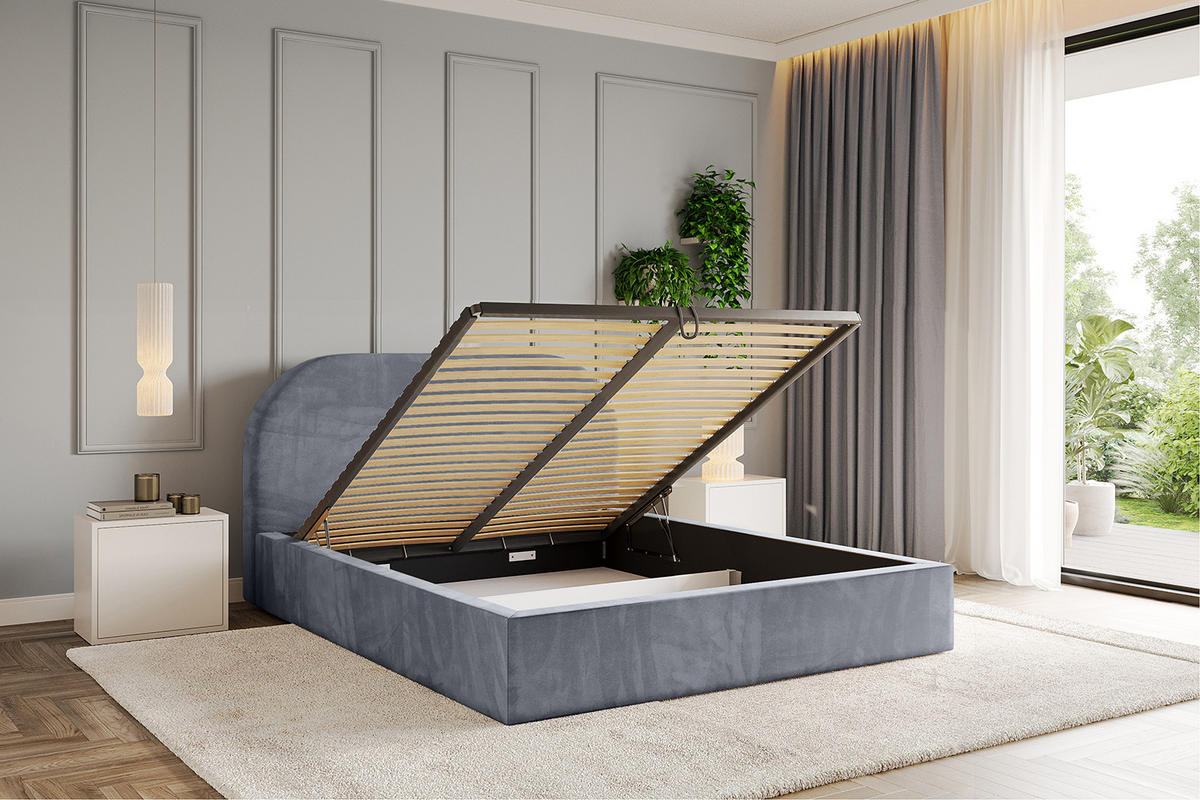 POLSTERBETT mit Bettkasten und Lattenrost, Boxbett ohne Matratze - TIVON 180x200 Grau - Grau, Holzwerkstoff/Textil (180/200cm) - ALTDECOR