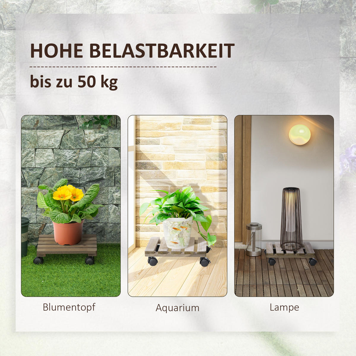 PFLANZENROLLER, Tannenholz, Braun - Braun, Holz (30/7/30cm) - Outsunny