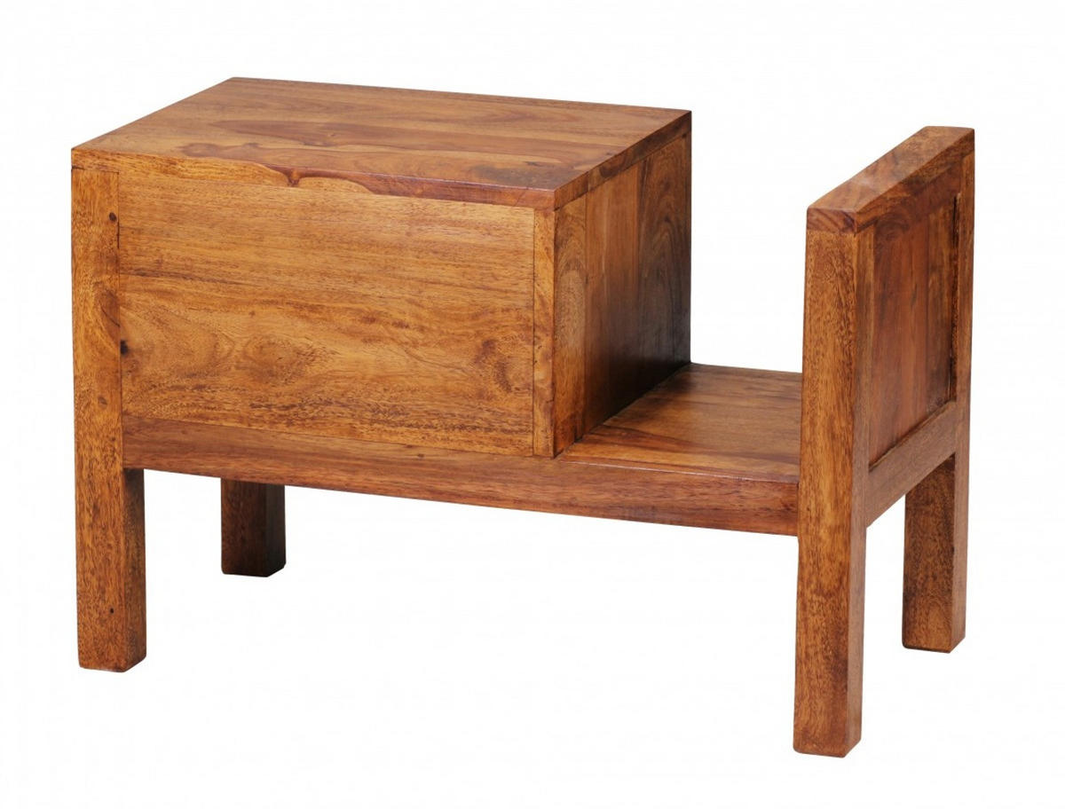 NACHTTISCH – Massivholz, Landhausstil, 60x30x40 cm, Schublade & Ablage - Braun, Holz/Metall (60/40/30cm) - KADIMA DESIGN