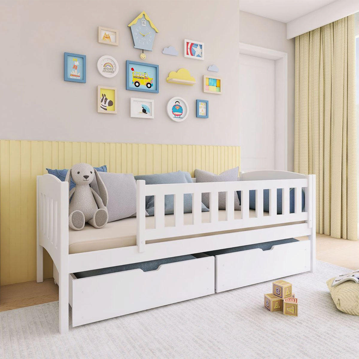 BETT 90/200 Samuel Weiß - Weiß, Holzwerkstoff (90/200cm) - Petits-meubles